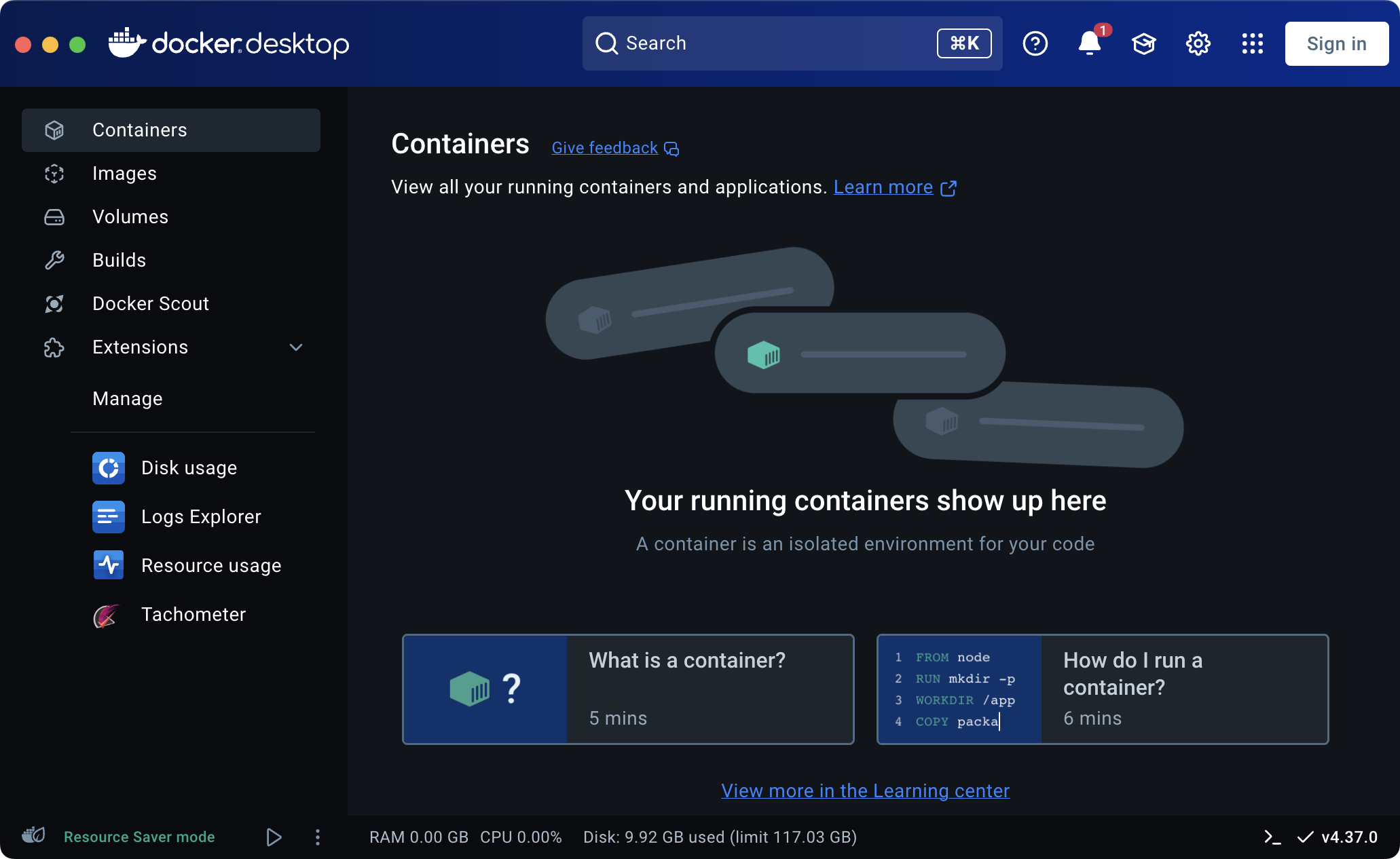 Docker Desktop Dashboard