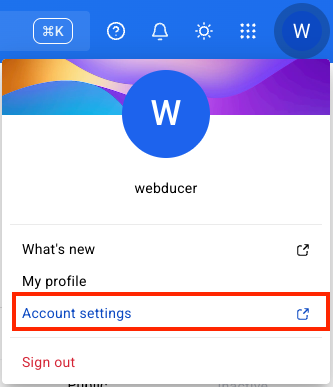 Flyout menu on avatar